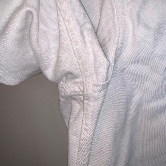 Zara Crossover Waist Wide Leg Cropped White Jeans 2 - Picture 8 of 11